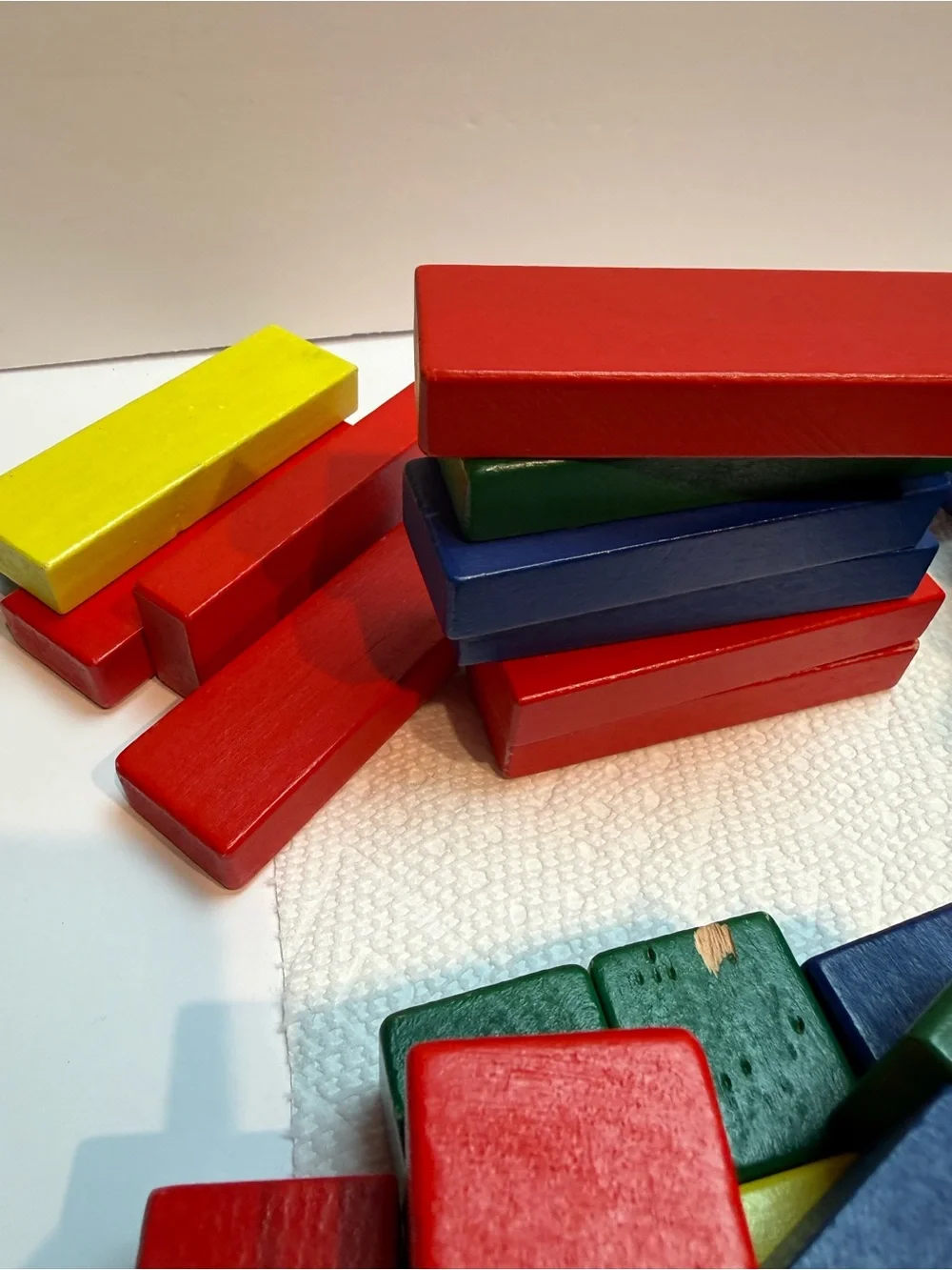 Set of over 100 Multi-Color Wooden Building Blocks